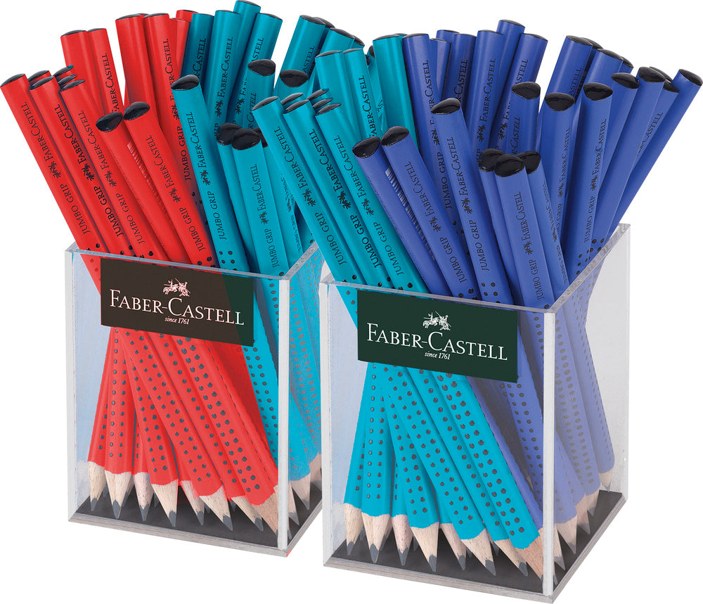 Blyant grip jumbo Faber-Castell blå/turkis/rød 72 stk