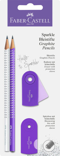 Blistersæt Faber-Castell sparkle hvid/lilla glitter