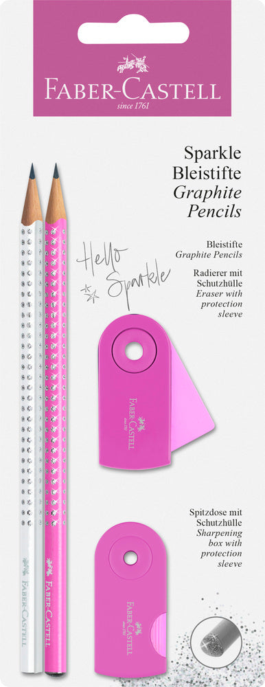 Blistersæt Faber-Castell sparkle hvid/pink glitter
