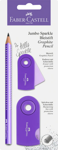 Blistersæt Faber-Castell jumbo sparkle  lilla glitter