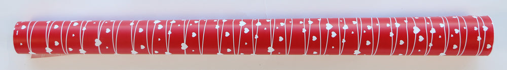 GAVEPAPIR RØD M/HVIDE HJERTER PÅ RANKE 3 M X 70 CM