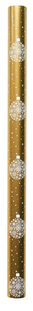 GAVEPAPIR GULD METALLIC M/JULEKUGLE/SNEFNUG 3 M X 70 CM
