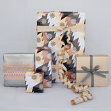 GAVEPAPIR ROSE GOLD FOIL GRAFISK JULETRÆ/SNEFNUG 1 M X 70 CM