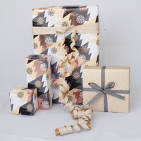 GAVEPAPIR ROSE GOLD FOIL GRAFISK JULETRÆ/SNEFNUG 1 M X 70 CM
