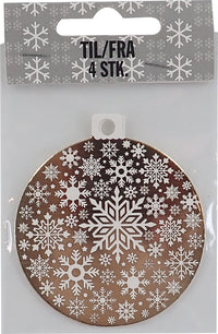 KORT TIL/FRA GULD JULEKUGLE/SNEFNUG 4 STK