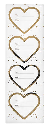 STICKERS TIL/FRA HVID/GULD HJERTER 2 ARK