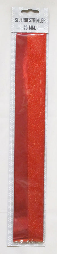 STJERNESTRIMLER RØD GLITTER/METALLIC 25 MM 20 STK