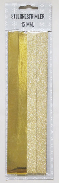 STJERNESTRIMLER GULD GLITTER/METALLIC 15 MM 24 STK