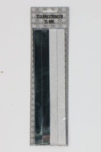 STJERNESTRIMLER SØLV GLITTER/METALLIC 15 MM 24 STK