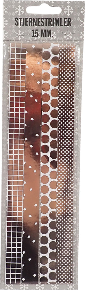 STJERNESTRIMLER HVID M/ROSE GOLD FOIL 15 MM 24 STK