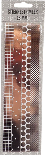 STJERNESTRIMLER HVID M/ROSE GOLD FOIL 15 MM 24 STK