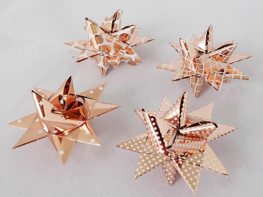 STJERNESTRIMLER HVID M/ROSE GOLD FOIL 15 MM 24 STK