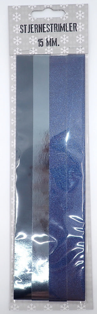 STJERNESTRIMLER MØRKEBLÅ GLITTER/METALLIC 15 MM 24 STK