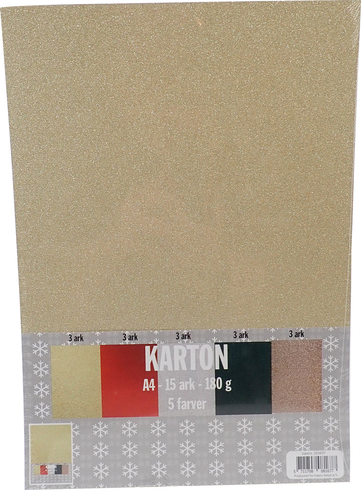KARTON A4 15 ARK ASS 5 GLITTER FARVER