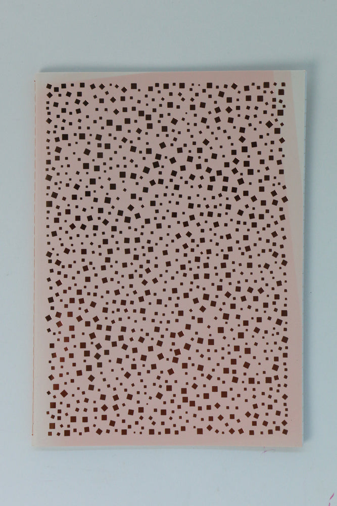 Kladdehæfte A5 linjeret rosa m/firkanter rose gold foil
