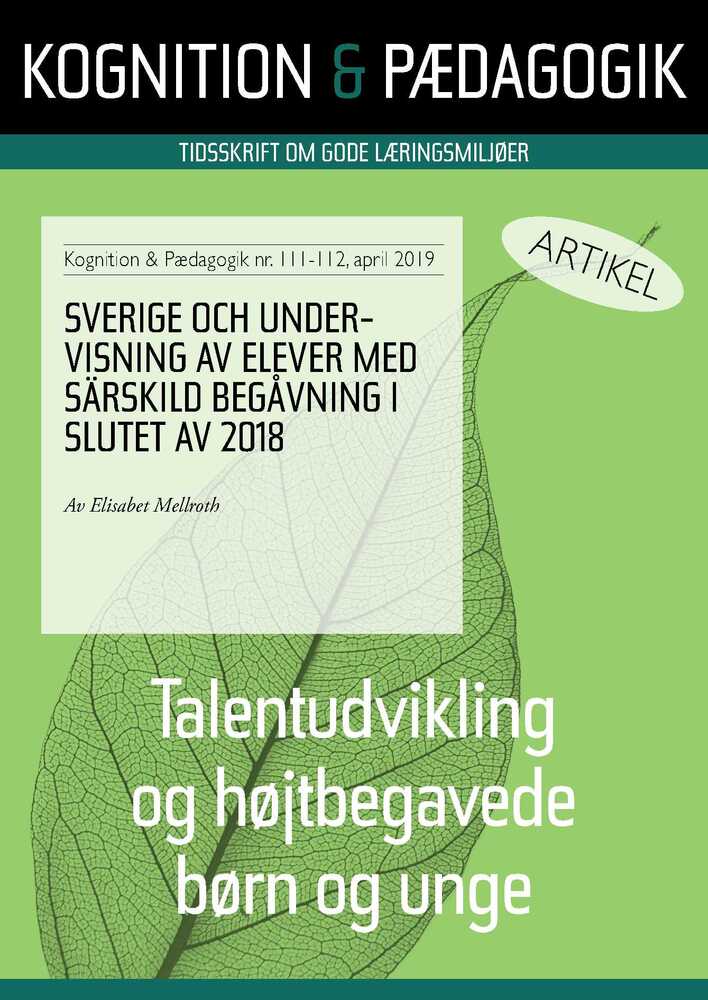 Sverige och undervisning av elever med särskild begåvning i slutet av 2018