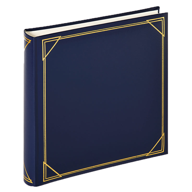 Fotoalbum blå m/guld 100 hvide blanke sider 30x30 cm