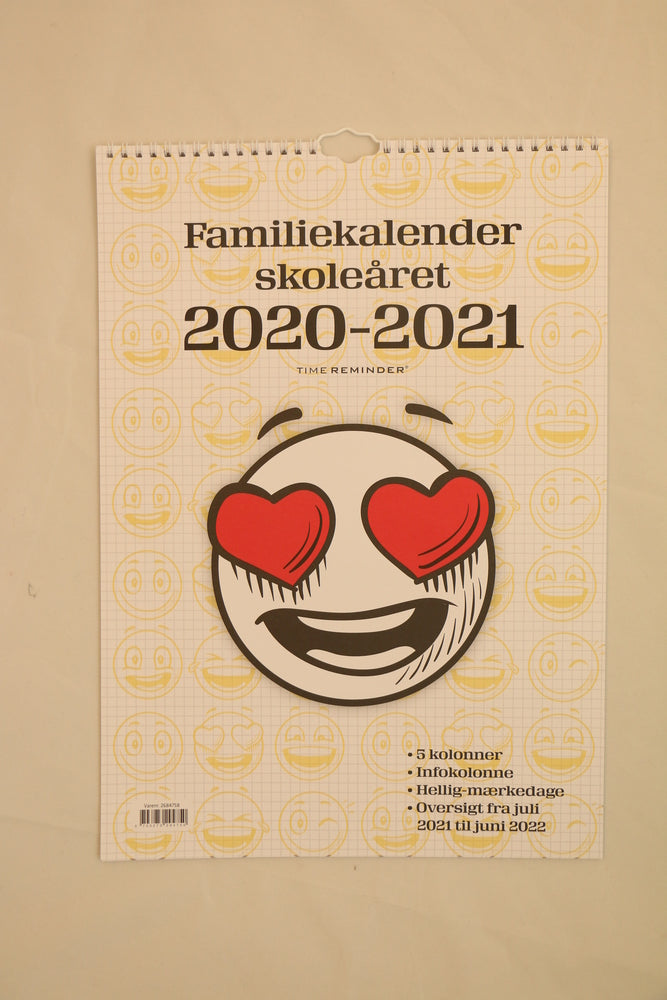 Skolefamiliekalender 2020/21 A3 smiley