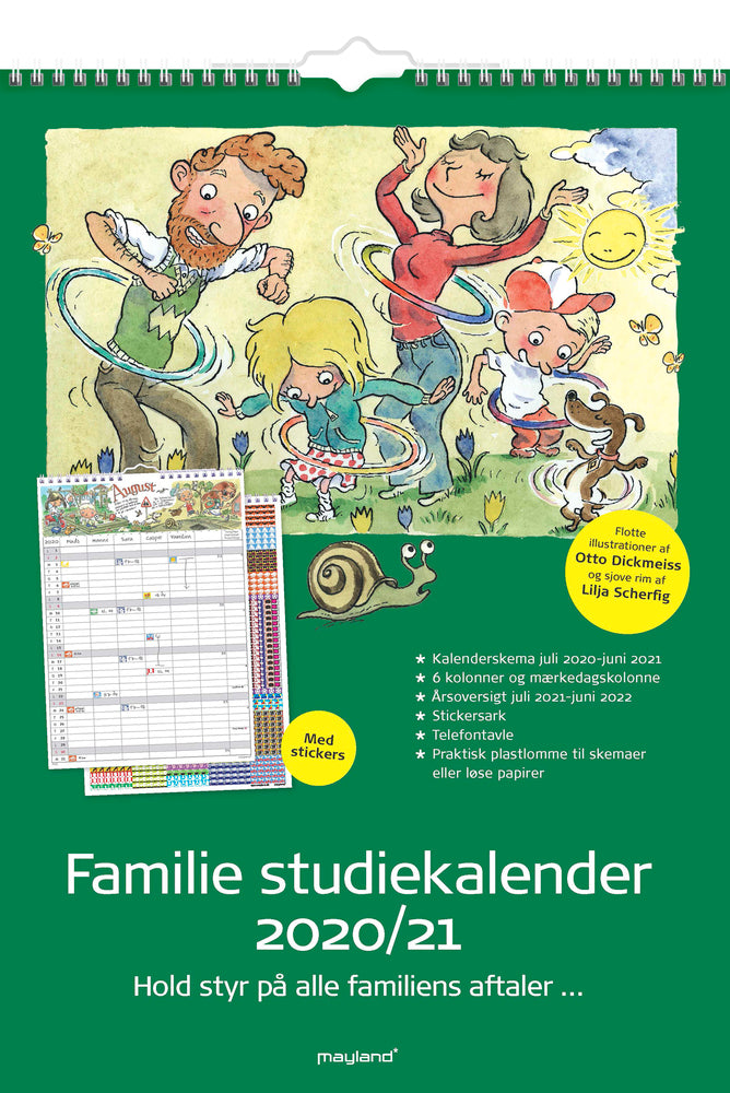 Skoleårskalender 20/21 may stickers illu. af otto dickmeiss