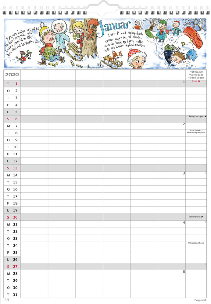 Skoleårskalender 20/21 may stickers illu. af otto dickmeiss