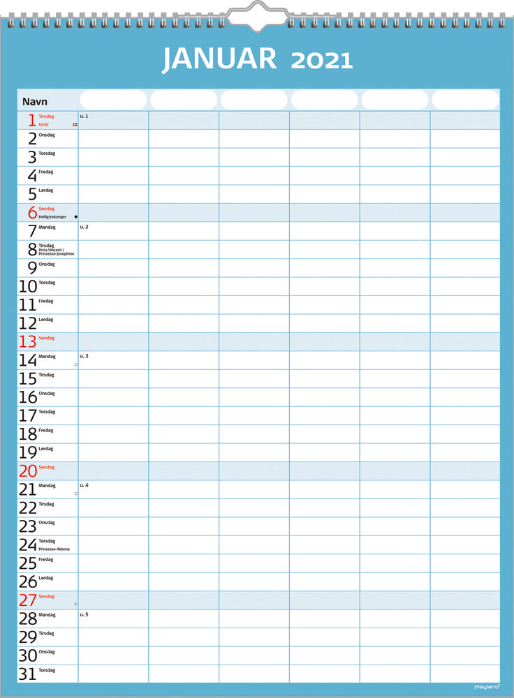 Skoleårskalender familie 20/21 Mayland simply