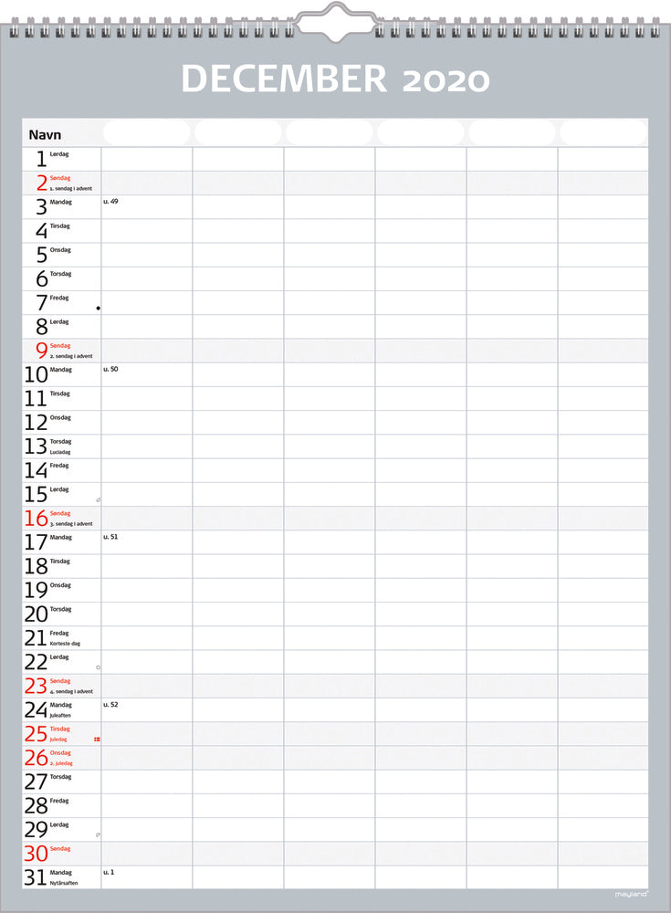 Skoleårskalender familie 20/21 Mayland simply