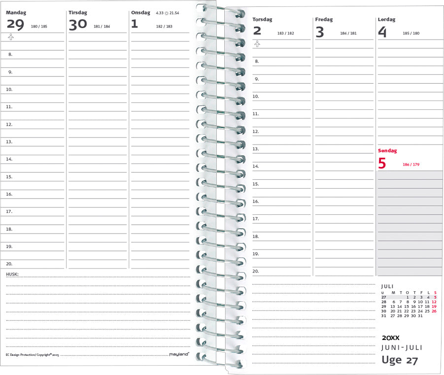 Lærerkalender 20/21 may lille uge højformat fiberpap matsort