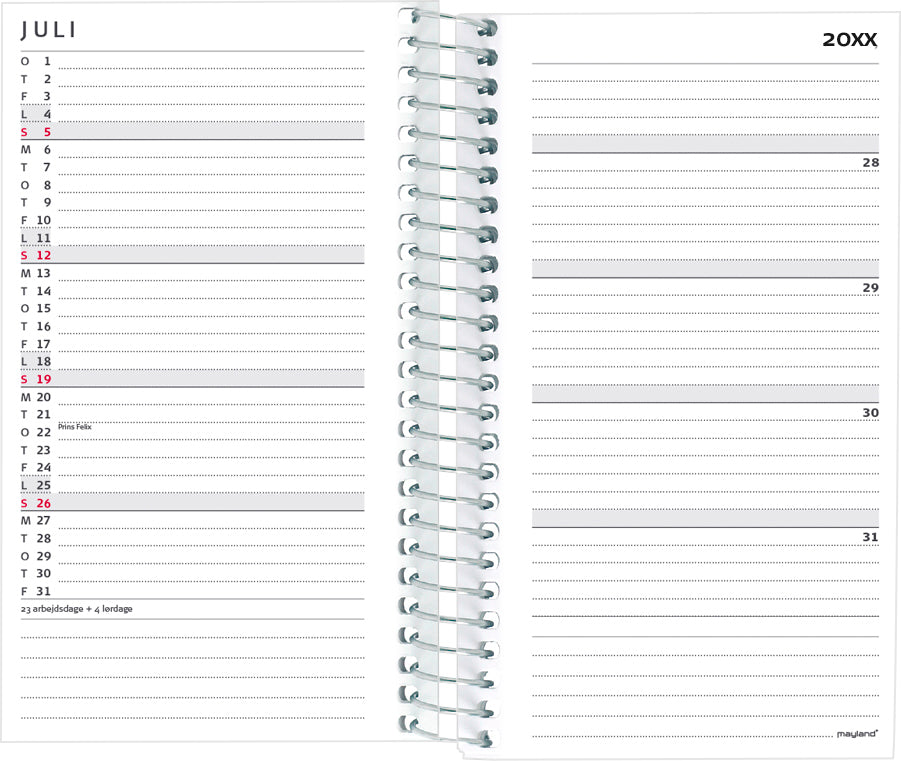 Lærerkalender 20/21 may lille uge højformat fiberpap matsort