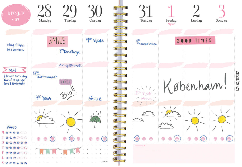 Studiekalender 20/21 Mayland life planner A5 pink uge