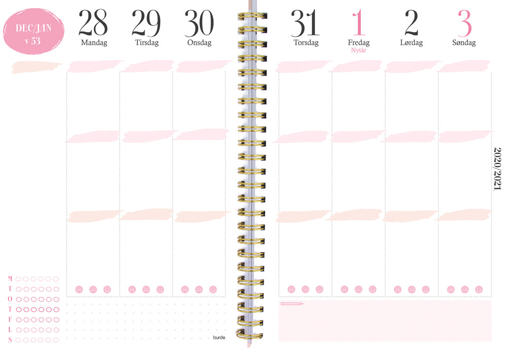 Studiekalender 20/21 Mayland life planner A5 pink uge