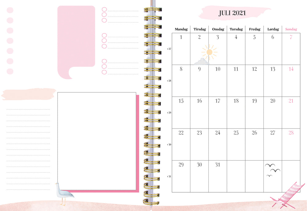 Studiekalender 20/21 Mayland life planner A5 pink uge