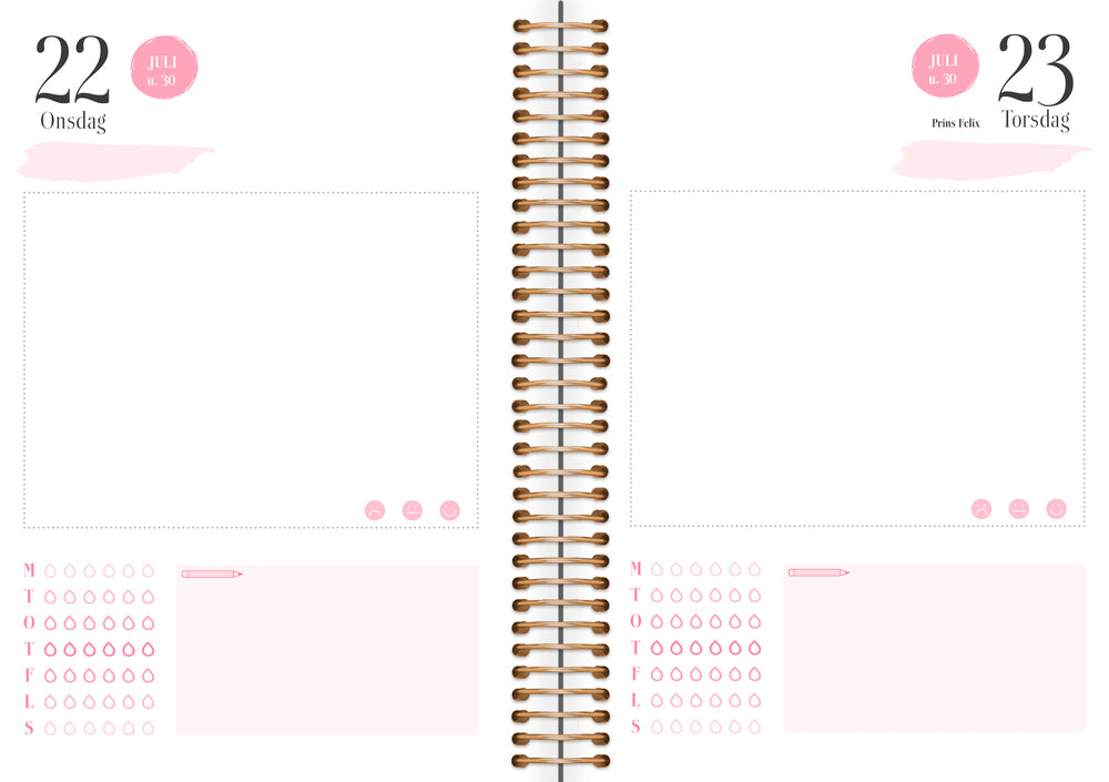 Studiekalender 20/21 Mayland life planner pink stor  1 dag