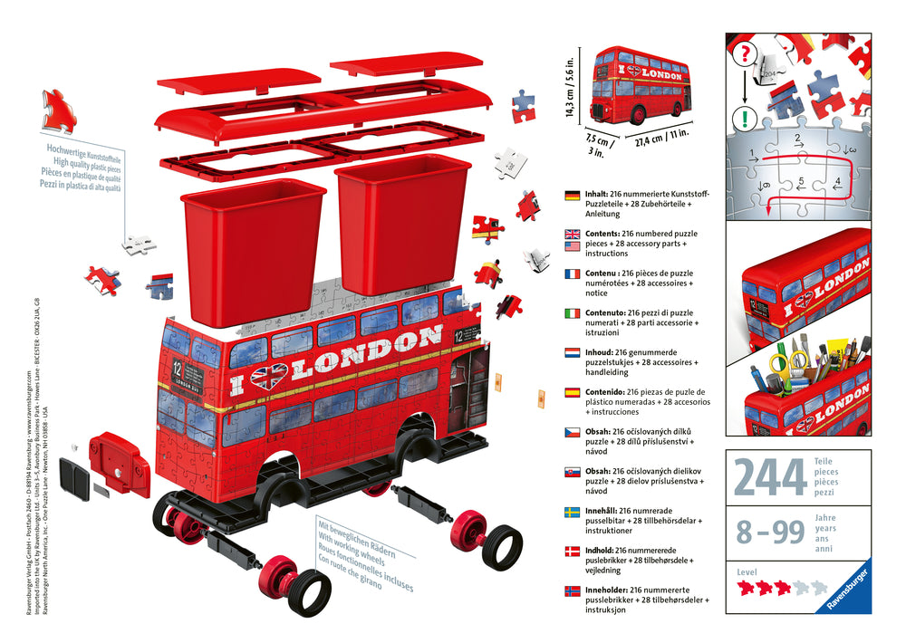 3D Puzzle London Bus 216 brikker