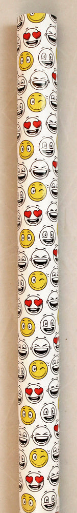 Bogbind/gavepapir 70cmx2m smiley gul/rød/hvid