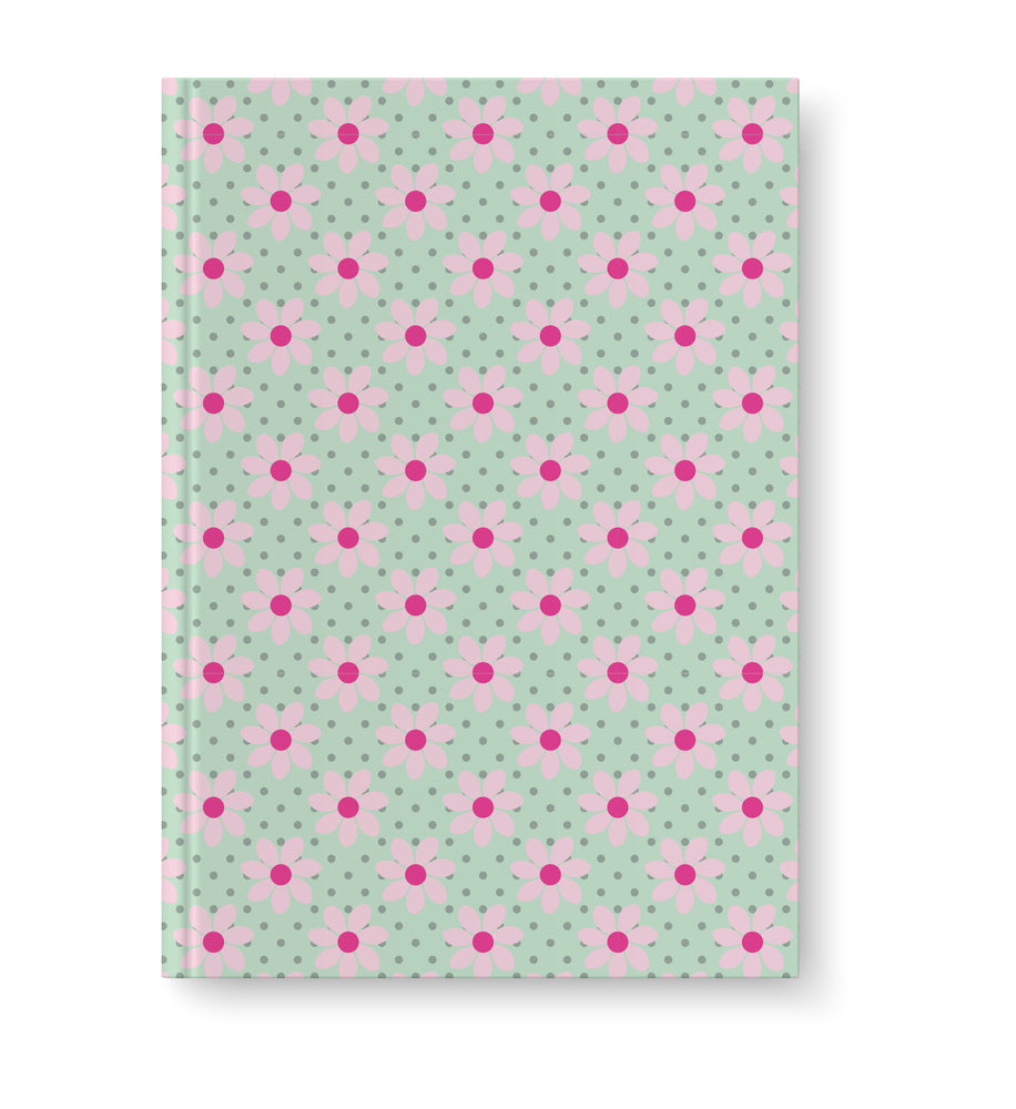 Bogbind strækbart A5 blomst mint, lyserød/pink