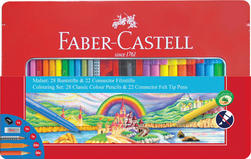 Farveblyant classic faber castell kombisæt i tin æske