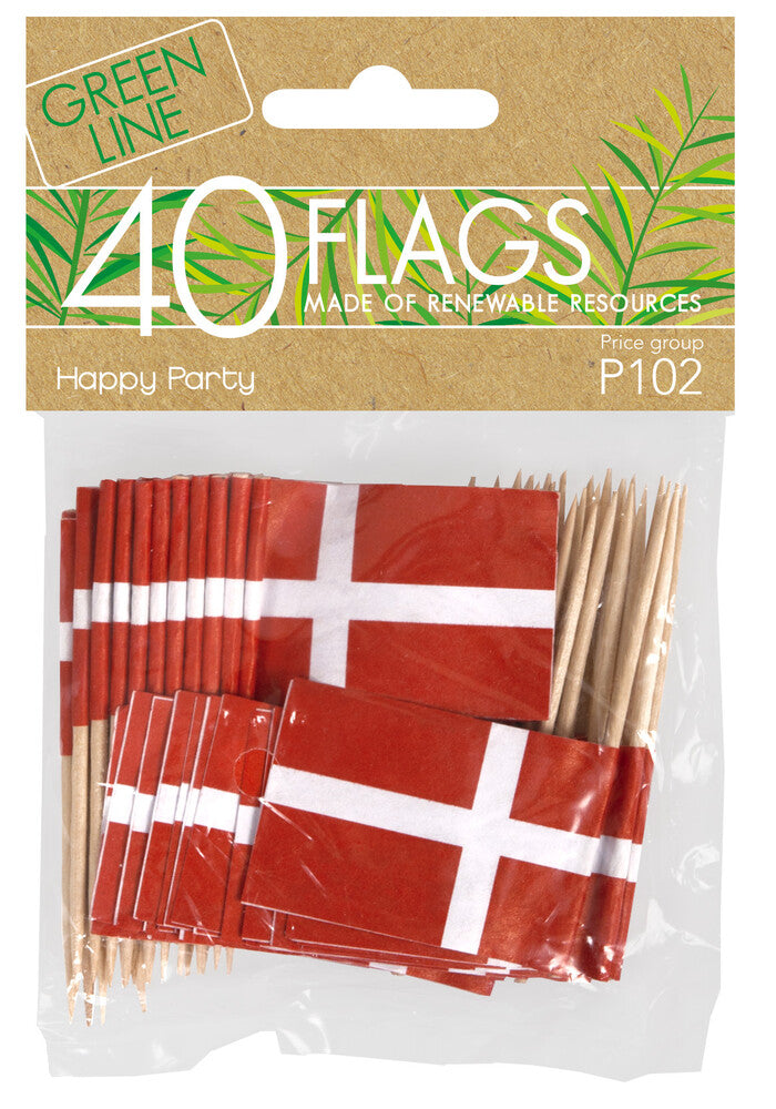 Kageflag dk eco træpind 40 stk i pose