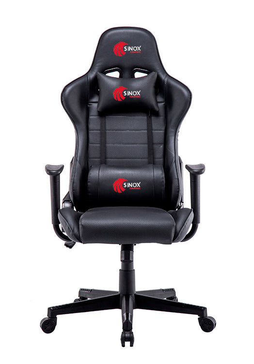 Sinox gaming stol sort med røde syninger