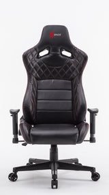 Sinox gaming stol sort med røde syninger
