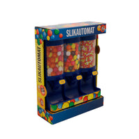 Slikautomat blå m/3 rum 60 g slik og tyggegummi mål 19x19 cm