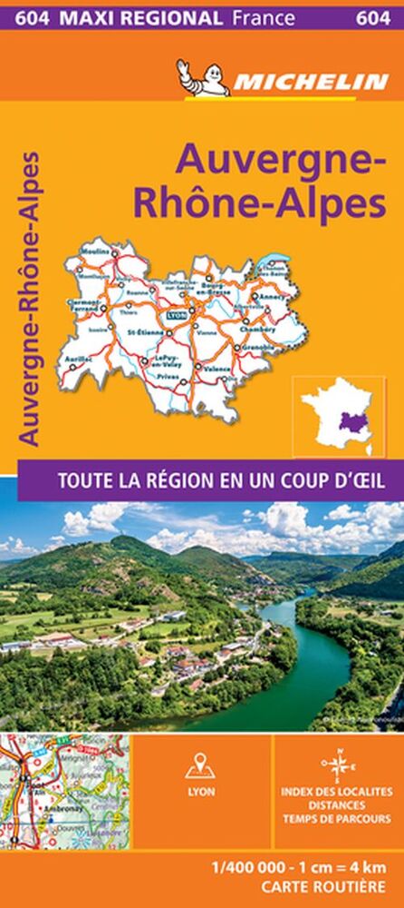 Auvergne Rhone Alpes, Michelin Maxi Regional Map 604