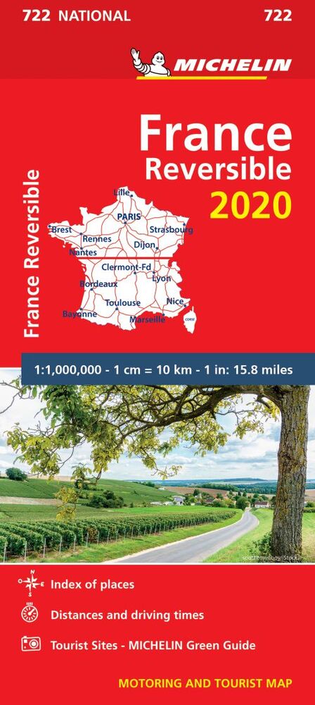 France (Reversible) 2020, Michelin National Map 722