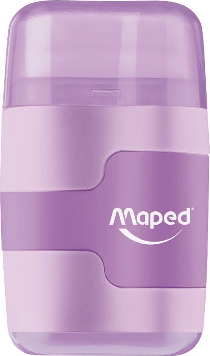 Blyantspidser og viskelæder Maped connect pastel asst.