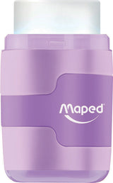 Blyantspidser og viskelæder Maped connect pastel asst.