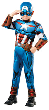 Captain America Deluxe udklædningsdragt og maske str. 7-8 år