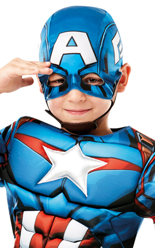 Captain America Deluxe udklædningsdragt og maske str. 7-8 år