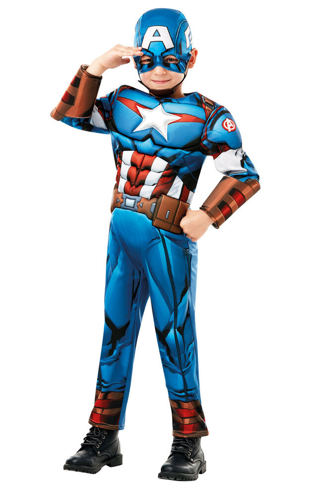 Captain America Deluxe udklædningsdragt og maske str. 7-8 år