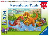 Puslespil dinosaurs at play 2x24 brikker