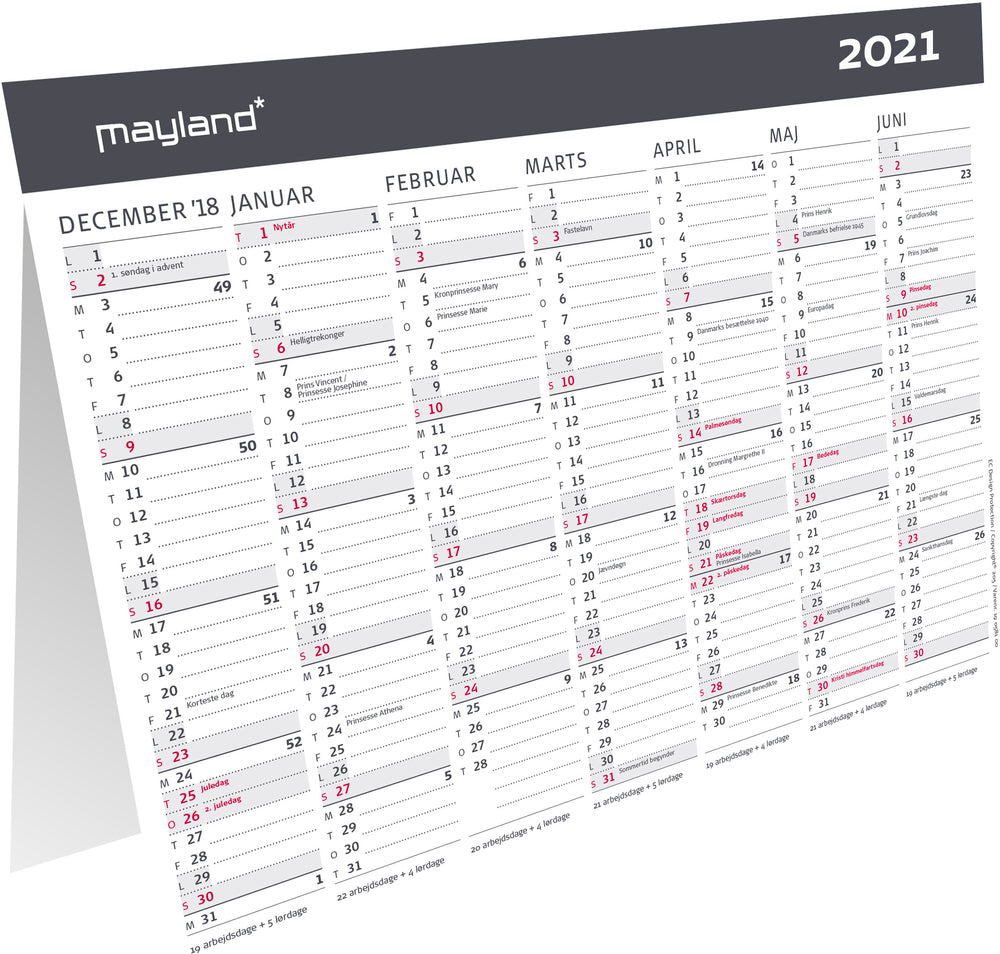 Bordkalender A5 moderne 2021 21 x 15 cm Mayland