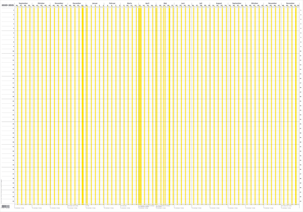 Whiteboard ferieplanner 2020/2021 Mayland